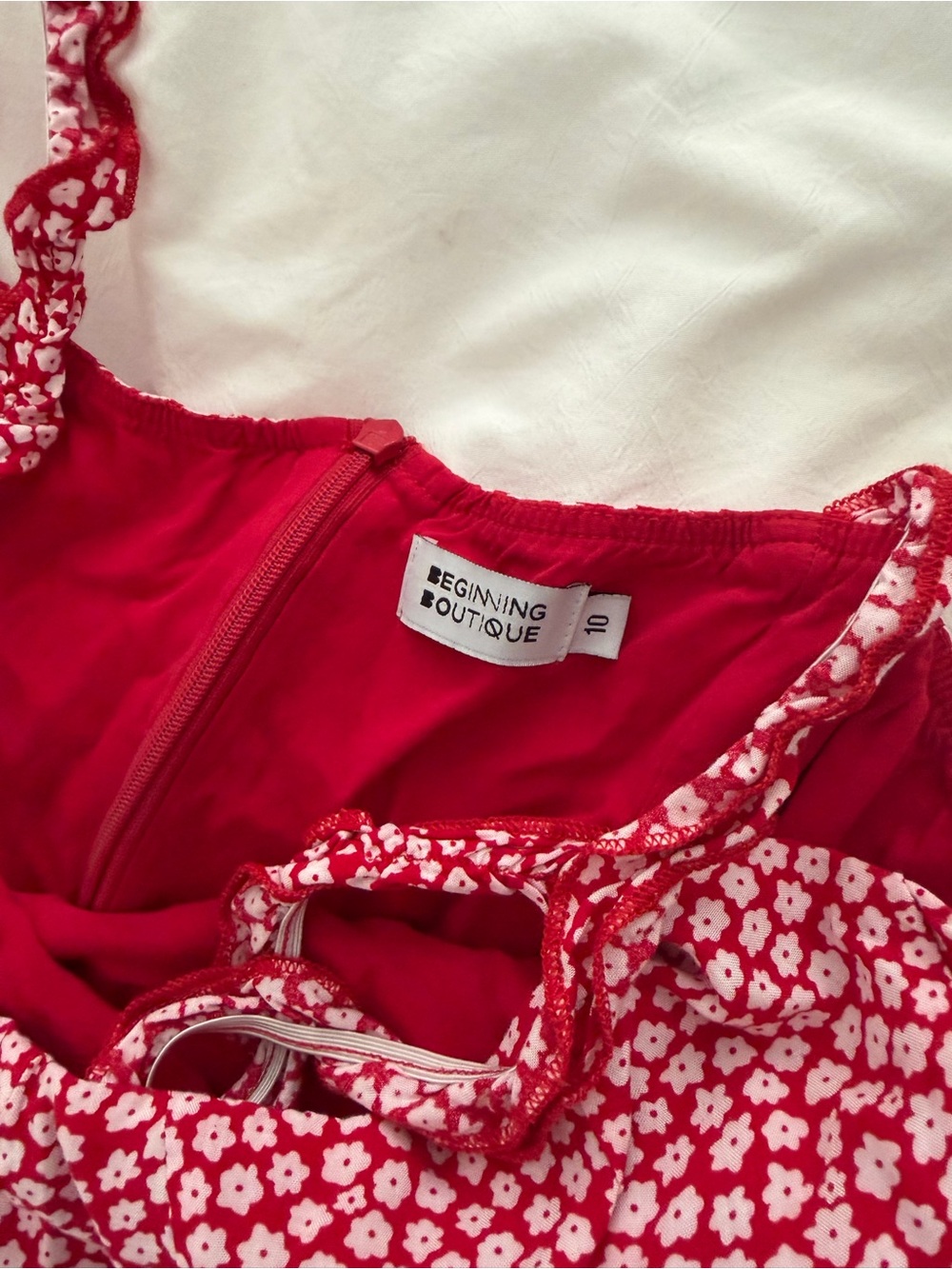 Beginning Boutique Red Floral Tie-Front Sundress